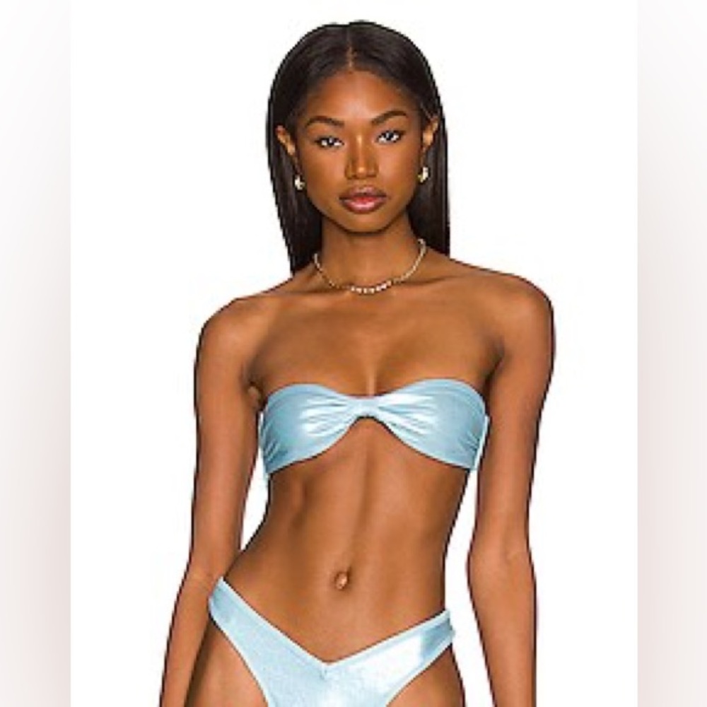 ✅FREE✅ Talula Aritizia silver lame bow bikini bandeau bra top